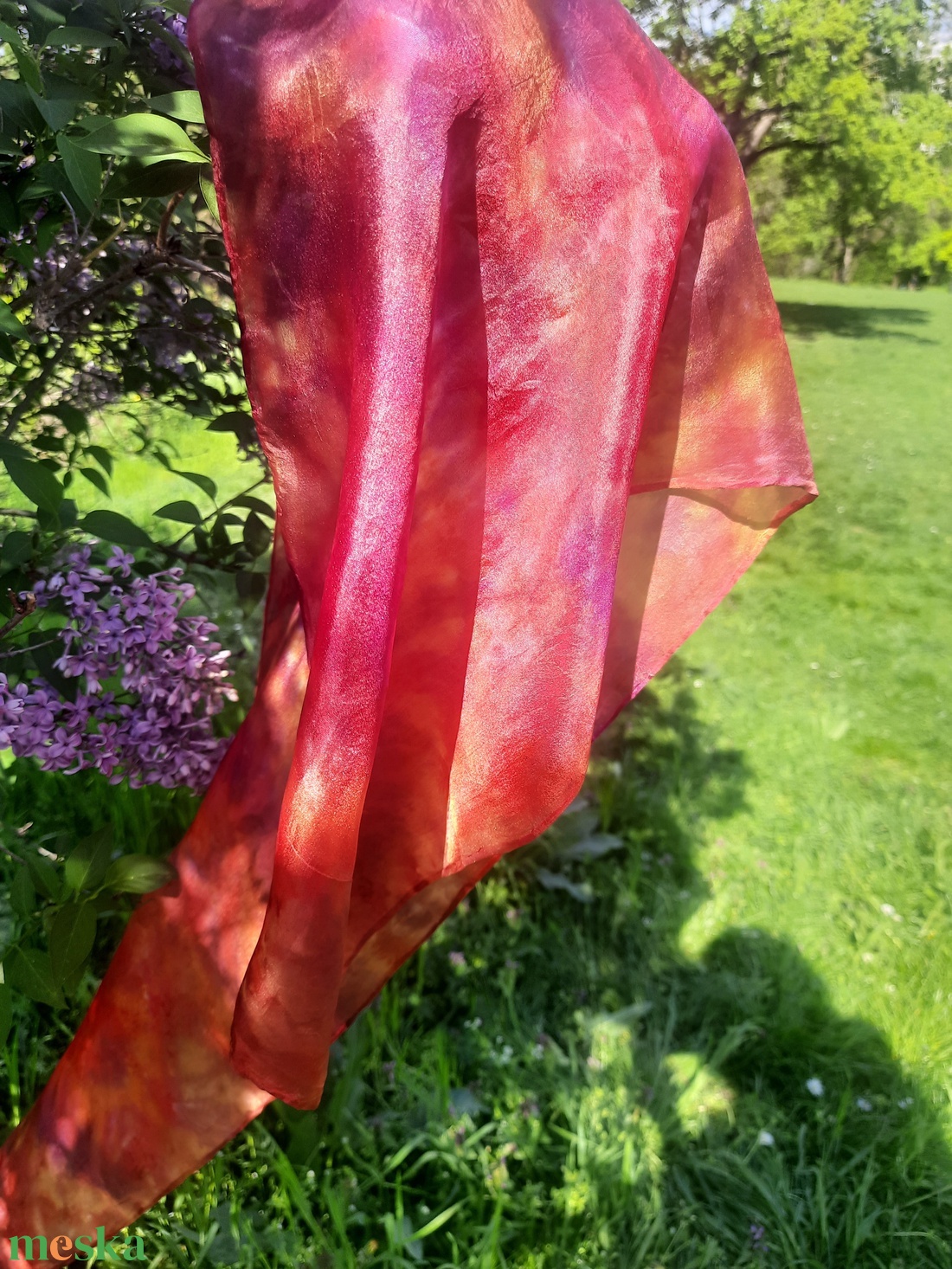 Bíbor alkony- selyem sál - ruha & divat - sál, sapka, kendő - kendő - Meska.hu