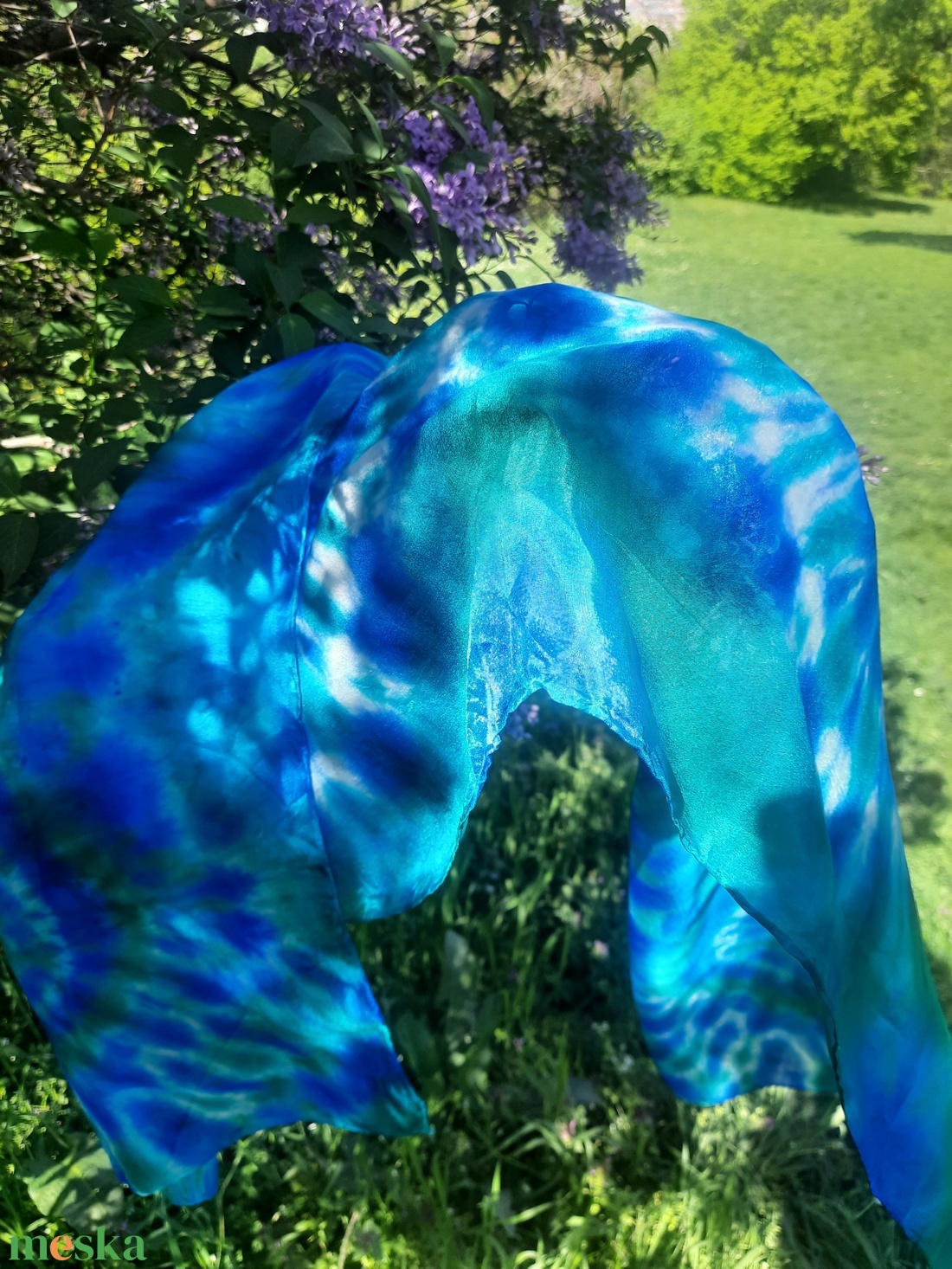 Azúr örvény - selyem sál - ruha & divat - sál, sapka, kendő - kendő - Meska.hu