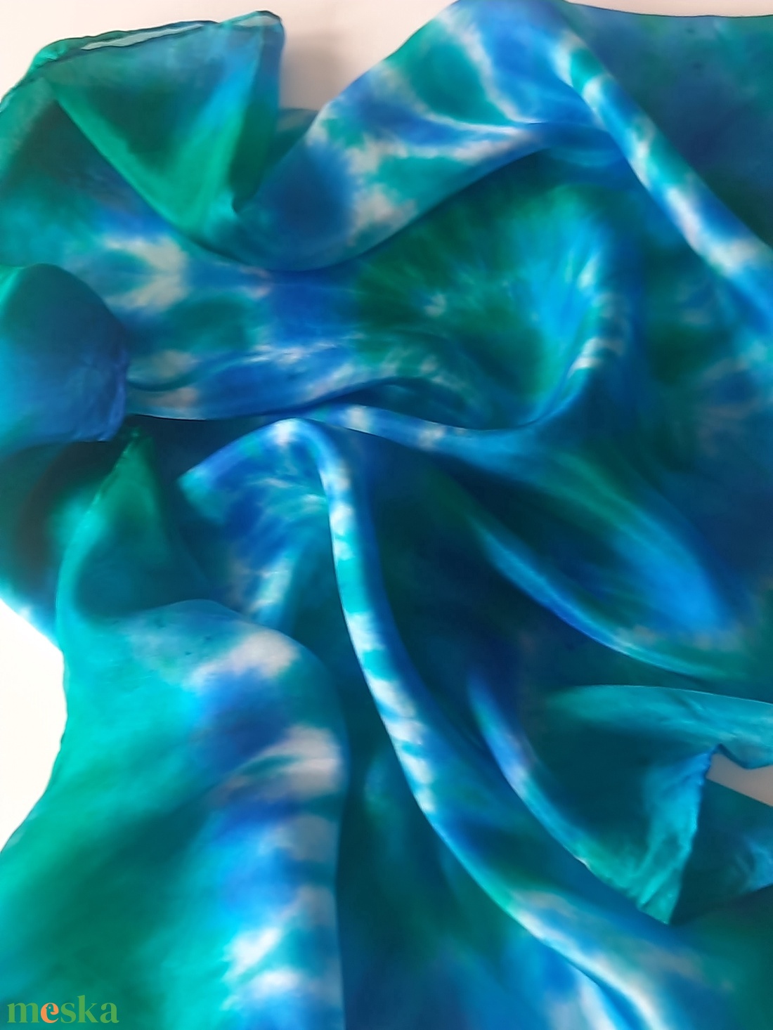 Azúr örvény - selyem sál - ruha & divat - sál, sapka, kendő - kendő - Meska.hu