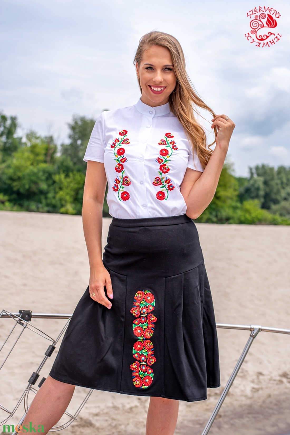 Szervető-matyó rövid ujjú női ing - fehér-indás - ruha & divat - női ruha - blúz - Meska.hu Szervető-matyó rövid ujjú női ing - fehér-indás - ruha & divat - női ruha - blúz - Meska.hu