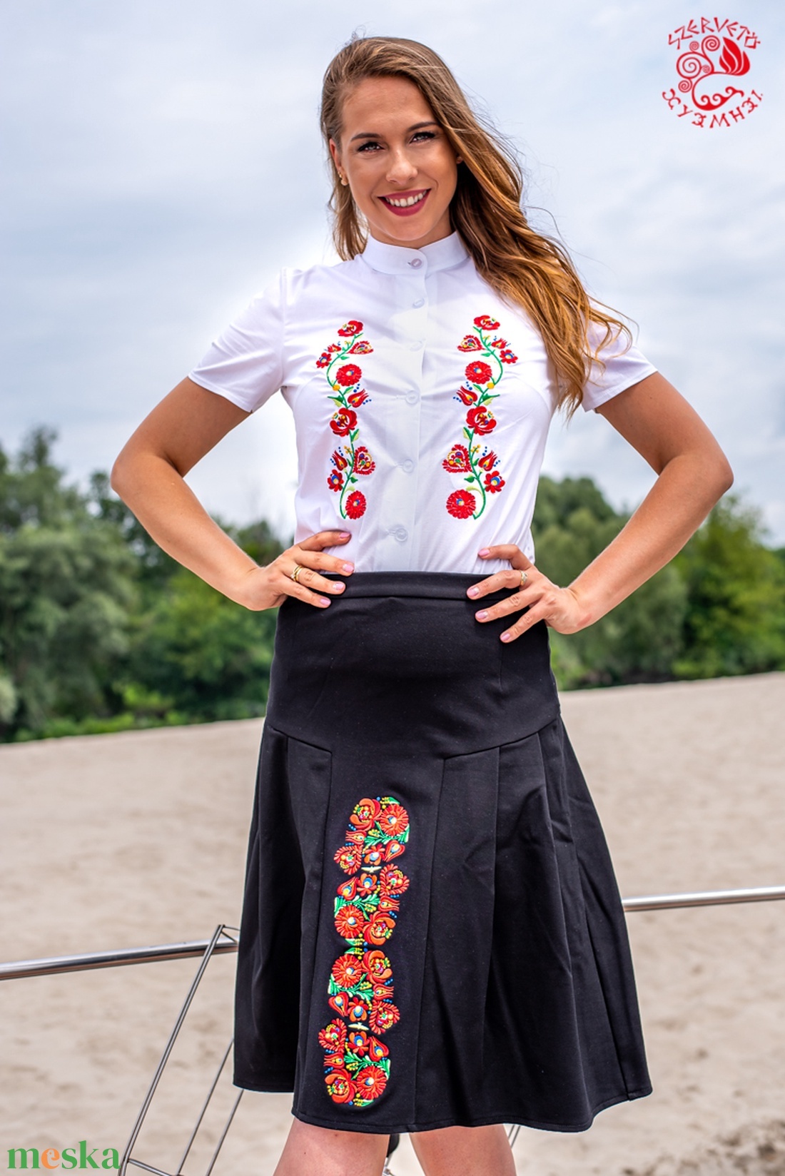Szervető-matyó rövid ujjú női ing - fehér-indás - ruha & divat - női ruha - blúz - Meska.hu Szervető-matyó rövid ujjú női ing - fehér-indás - ruha & divat - női ruha - blúz - Meska.hu