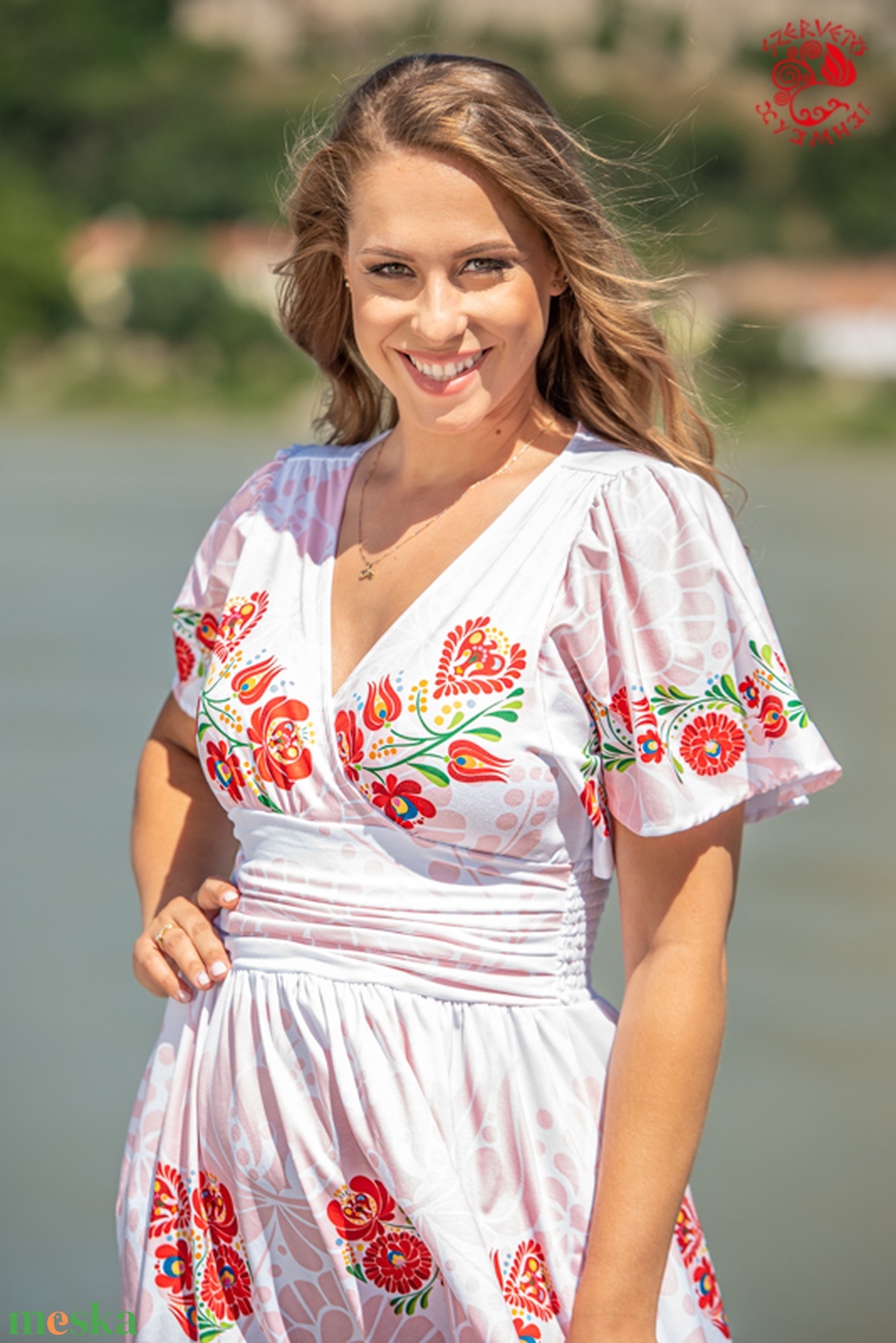 Panka ruha Szervető-matyó mintával - fehér - ruha & divat - női ruha - ruha - Meska.hu