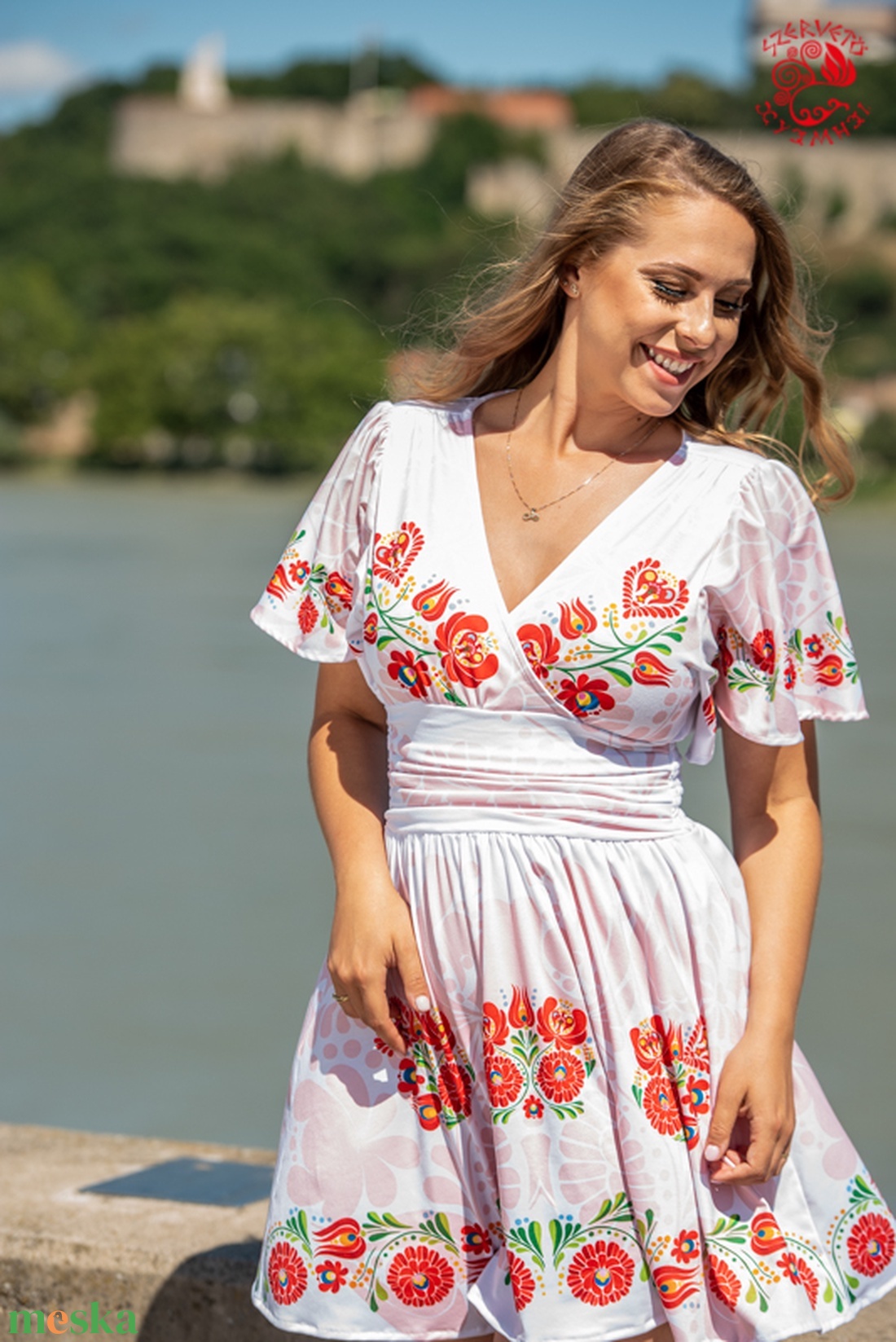 Panka ruha Szervető-matyó mintával - fehér - ruha & divat - női ruha - ruha - Meska.hu