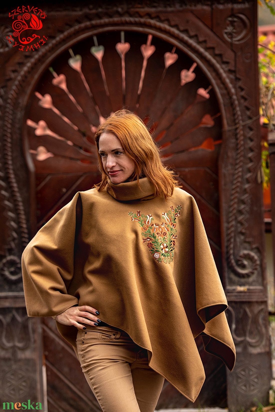 Szervető-jászsági poncsó - bézs - ruha & divat - női ruha - poncsó - Meska.hu