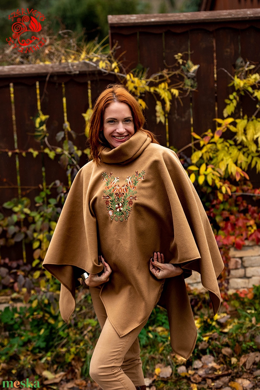 Szervető-jászsági poncsó - bézs - ruha & divat - női ruha - poncsó - Meska.hu