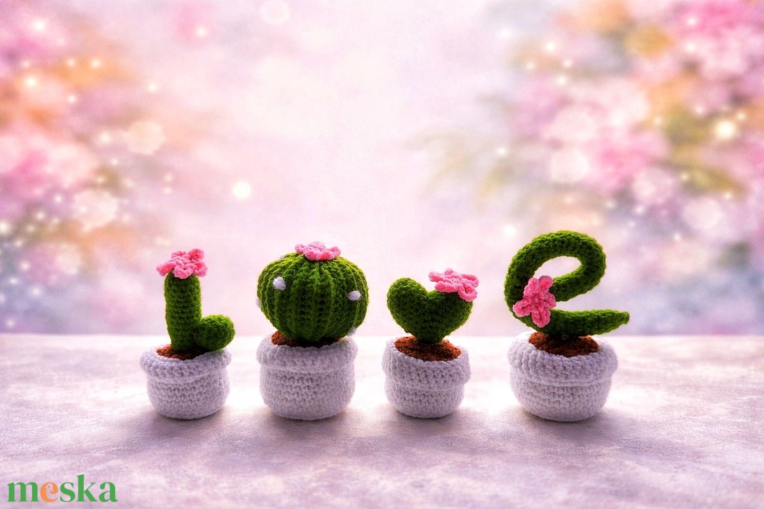 Horgolt kaktusz LOVE - játék & sport - baba & babaház - baba - Meska.hu