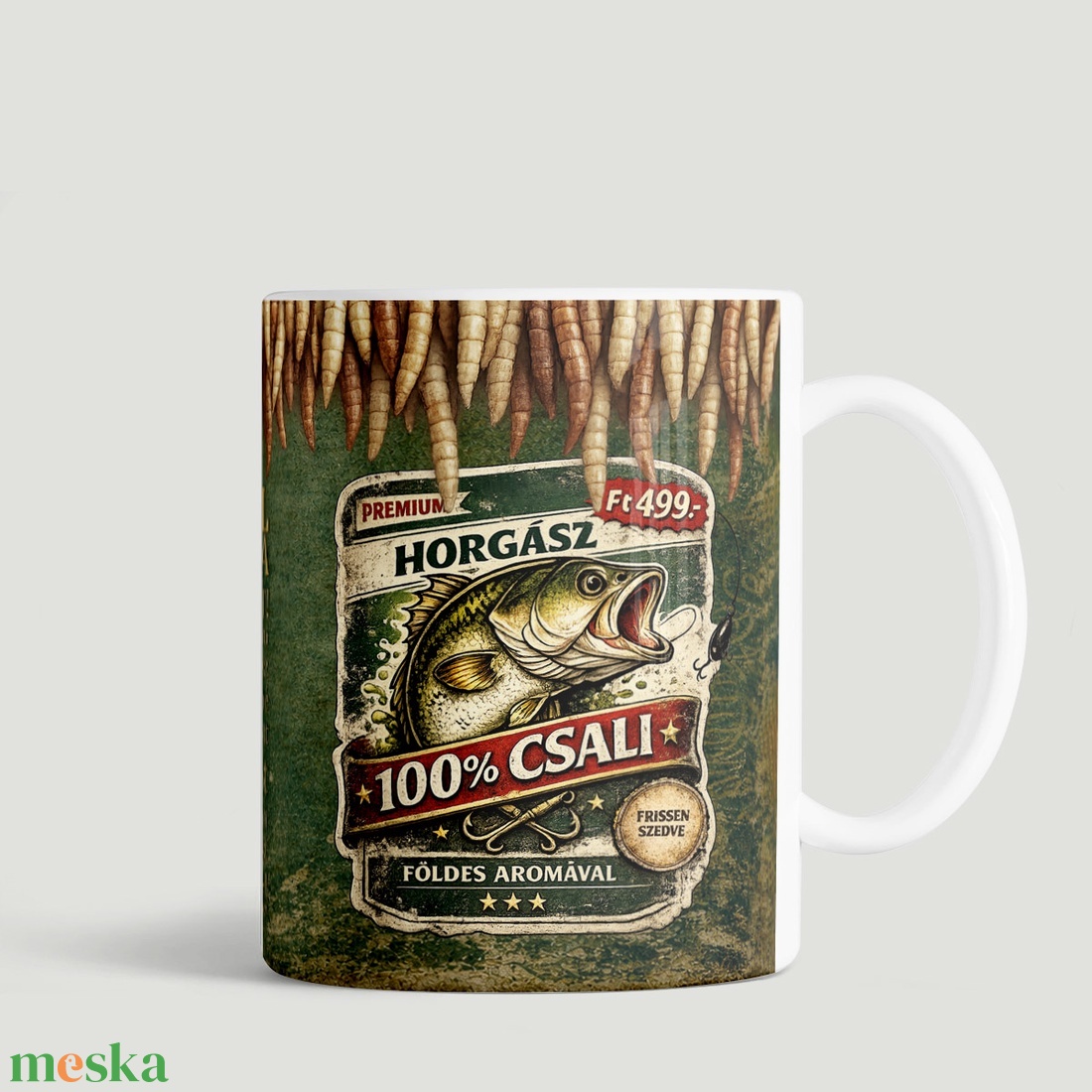 Vicces horgász bögre � rusztikus mintával - otthon & életmód - konyhafelszerelés, tálalás - tálalás - bögre & csésze - Meska.hu