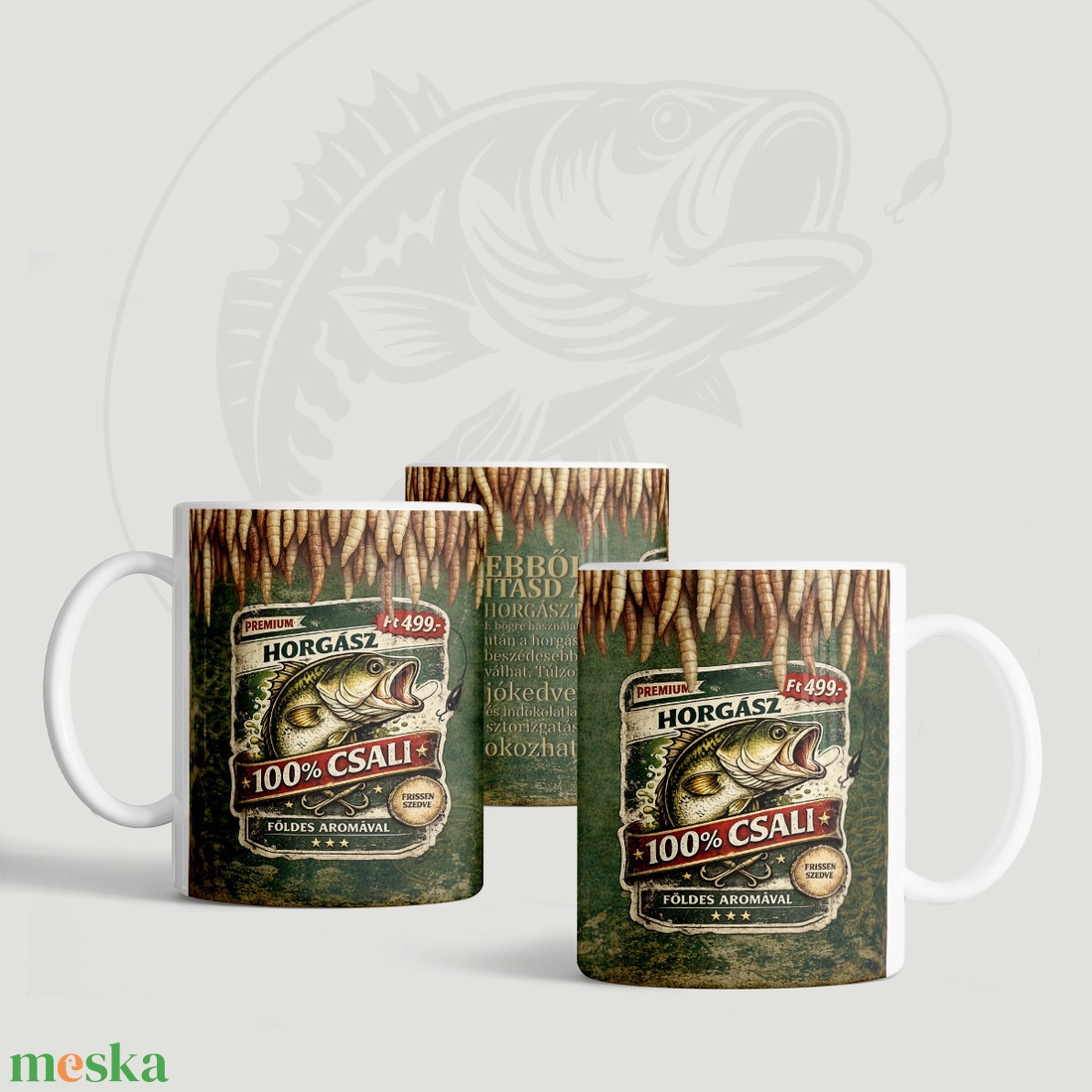 Vicces horgász bögre � rusztikus mintával - otthon & életmód - konyhafelszerelés, tálalás - tálalás - bögre & csésze - Meska.hu