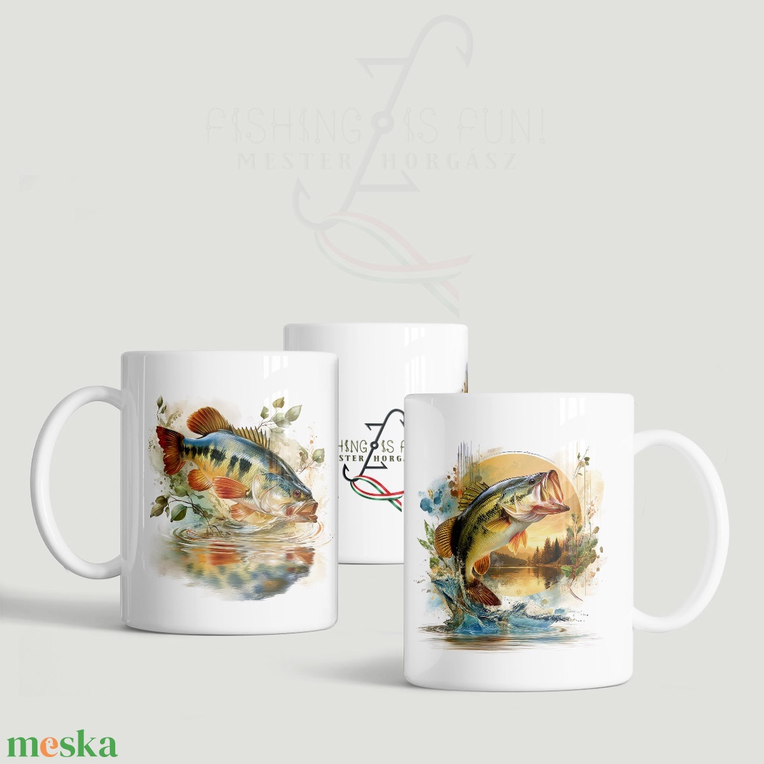 Horgász bögre: Fishing is fun! Mester horgász felirattal - otthon & életmód - konyhafelszerelés, tálalás - tálalás - bögre & csésze - Meska.hu