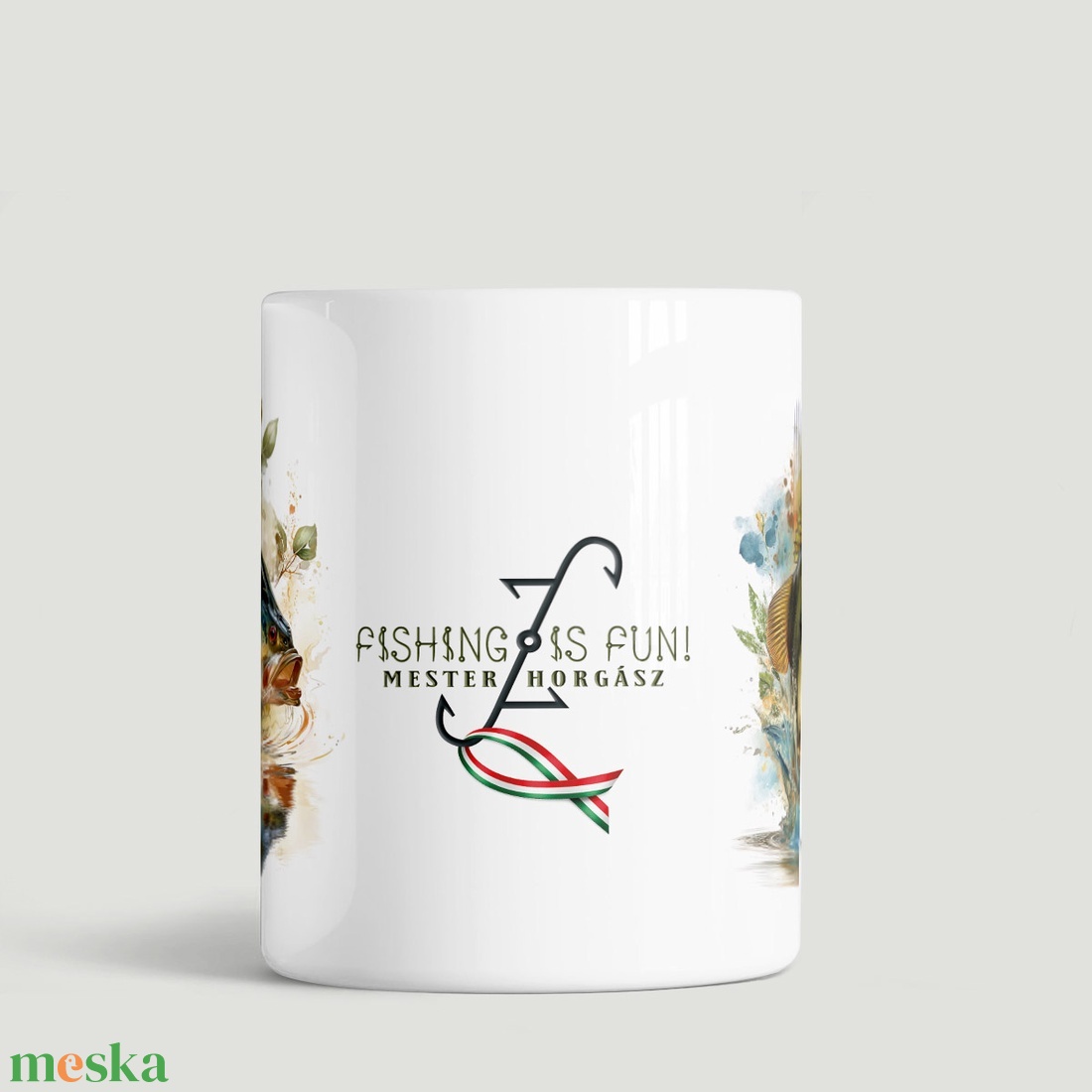 Horgász bögre: Fishing is fun! Mester horgász felirattal - otthon & életmód - konyhafelszerelés, tálalás - tálalás - bögre & csésze - Meska.hu