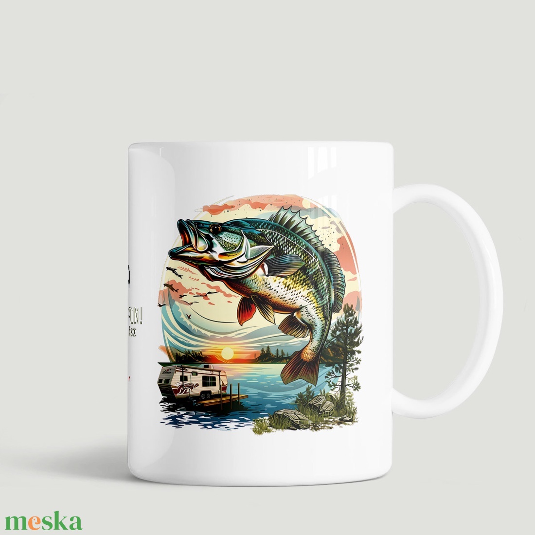 Horgász bögre � Fishing is fun! � Sporthorgász ajándék bögre, nemzeti színű dísszel - otthon & életmód - konyhafelszerelés, tálalás - tálalás - bögre & csésze - Meska.hu