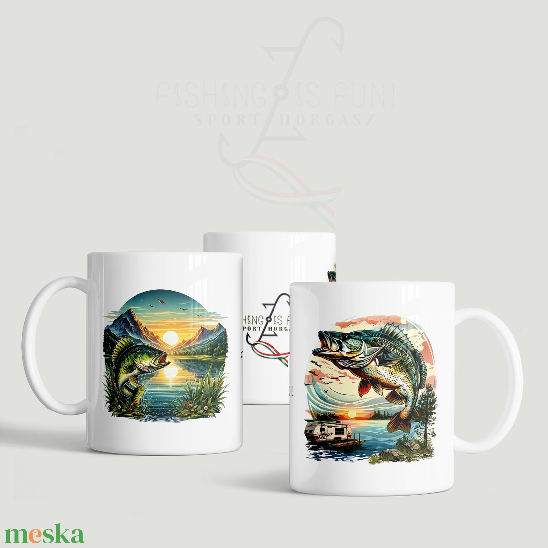 Horgász bögre � Fishing is fun! � Sporthorgász ajándék bögre, nemzeti színű dísszel - otthon & életmód - konyhafelszerelés, tálalás - tálalás - bögre & csésze - Meska.hu