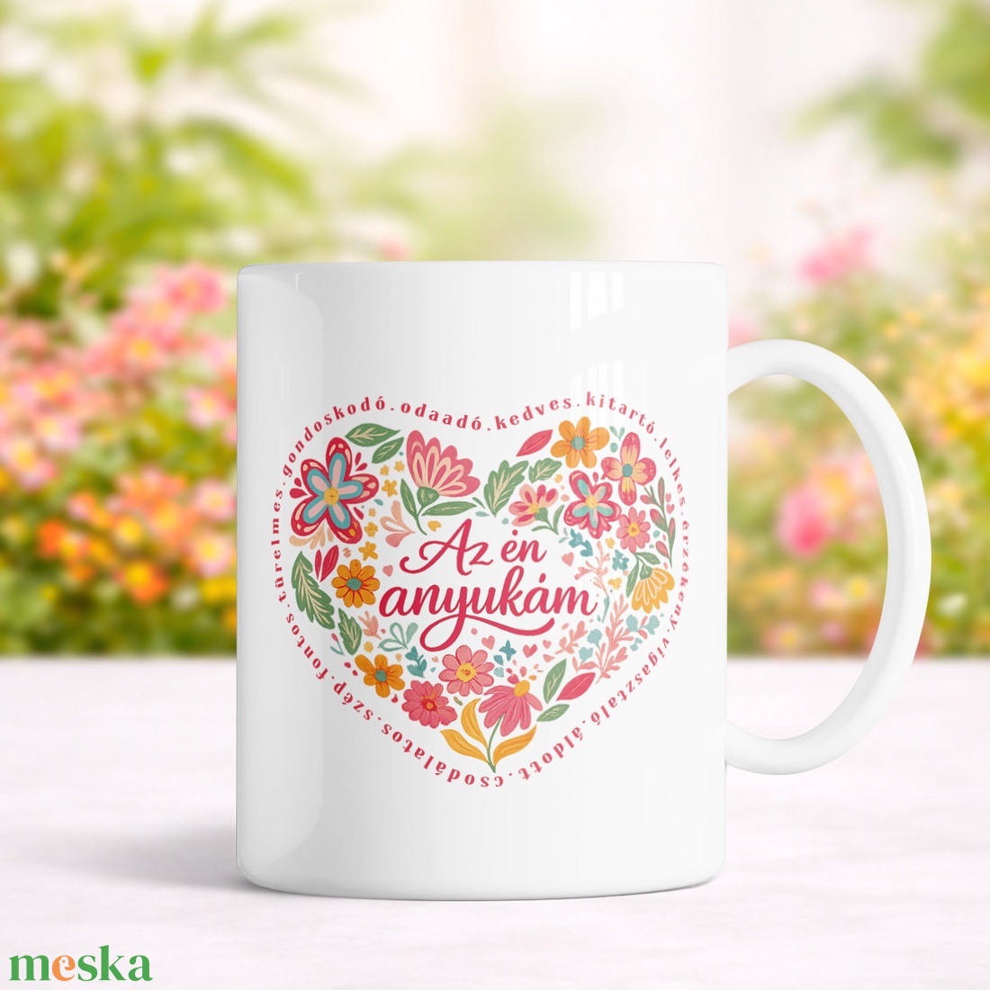 Anyák napi virágos bögre Az én anyukám felirattal - otthon & életmód - konyhafelszerelés, tálalás - tálalás - bögre & csésze - Meska.hu