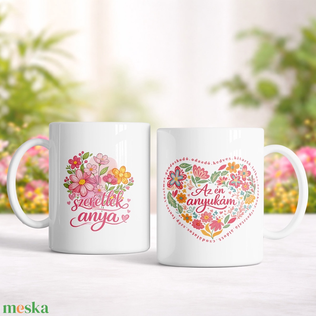 Anyák napi virágos bögre Az én anyukám felirattal - otthon & életmód - konyhafelszerelés, tálalás - tálalás - bögre & csésze - Meska.hu