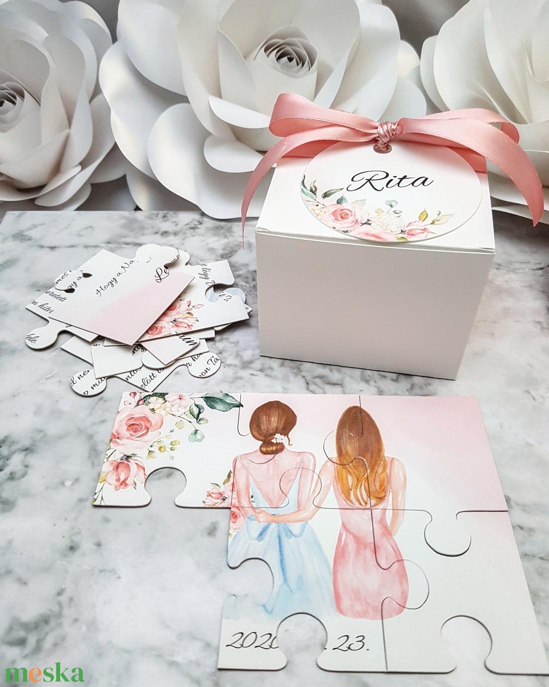 Watercolor Tanúfelkérő / Koszorúslány felkérő PUZZLE - esküvő - meghívó & kártya - meghívó - Meska.hu