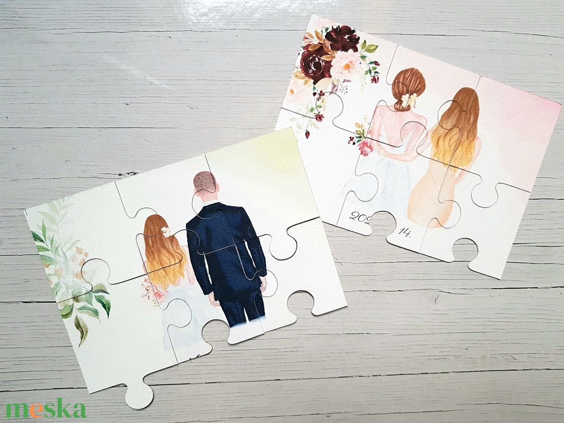 Watercolor Tanúfelkérő / Koszorúslány felkérő PUZZLE - esküvő - meghívó & kártya - meghívó - Meska.hu