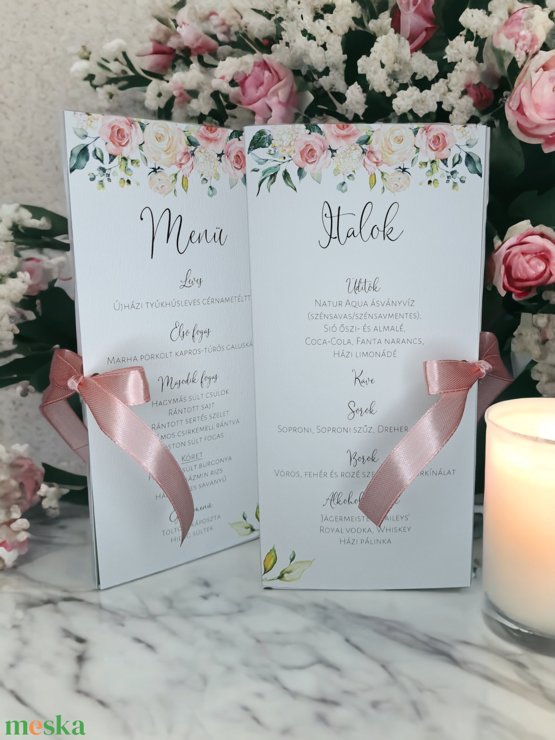 Rose Blossom esküvői menükártya - esküvő - meghívó & kártya - menü - Meska.hu Rose Blossom esküvői menükártya - esküvő - meghívó & kártya - menü - Meska.hu