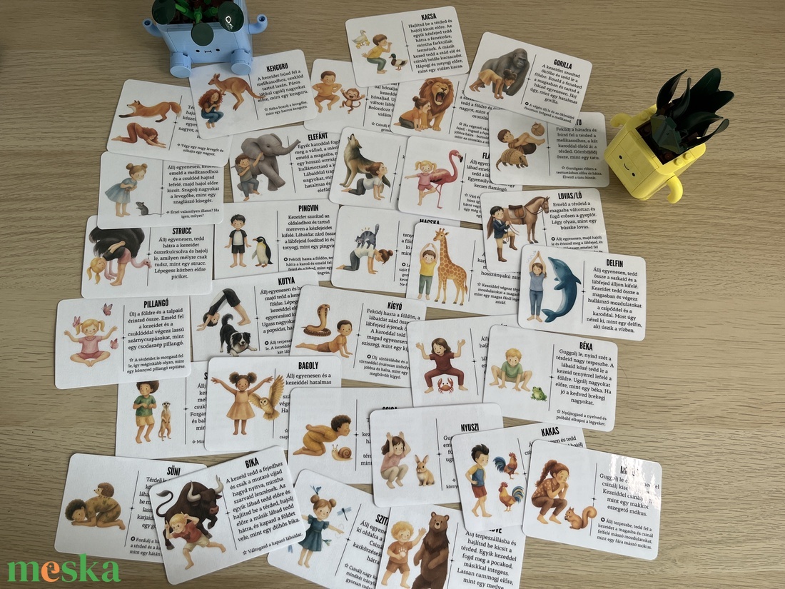 Állati mókás tornakártyák (fekvő névet) - 'Szia figyelem' - Digitális termék - baba - mama - baba játékok - mozgásfejlesztő játékok - Meska.hu