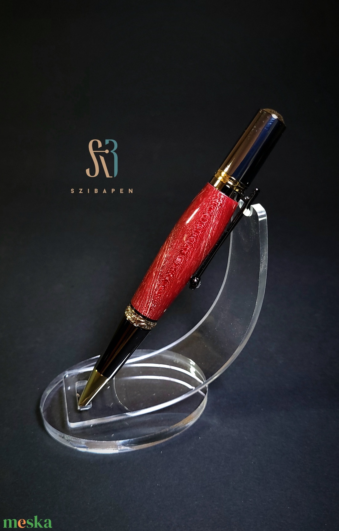 Egyedi golyóstoll . Bordó stabilizált fával - otthon & életmód - papír, írószer - ceruza & toll - Meska.hu