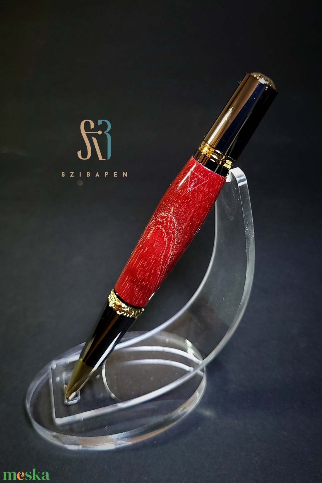 Egyedi golyóstoll . Bordó stabilizált fával - otthon & életmód - papír, írószer - ceruza & toll - Meska.hu