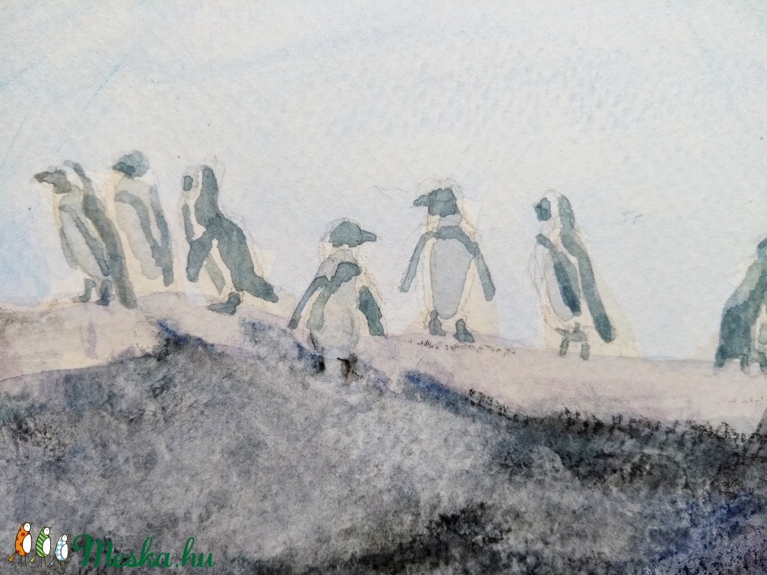 Pingvinek - művészet - festmény - akvarell - Meska.hu
