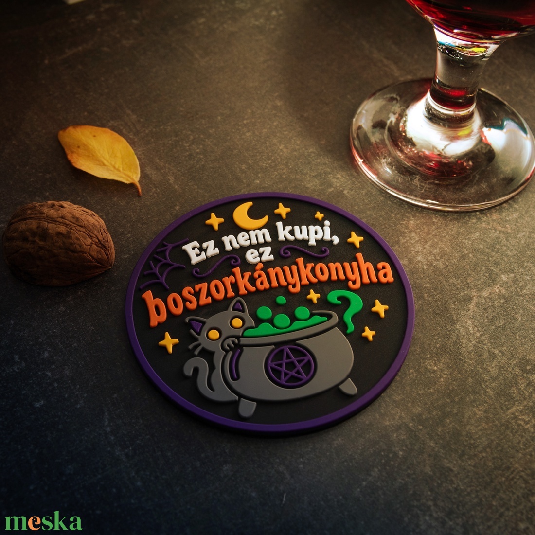 Halloween gumi poháralátét - otthon & életmód - konyhafelszerelés, tálalás - tálalás - tányér- és poháralátét - Meska.hu