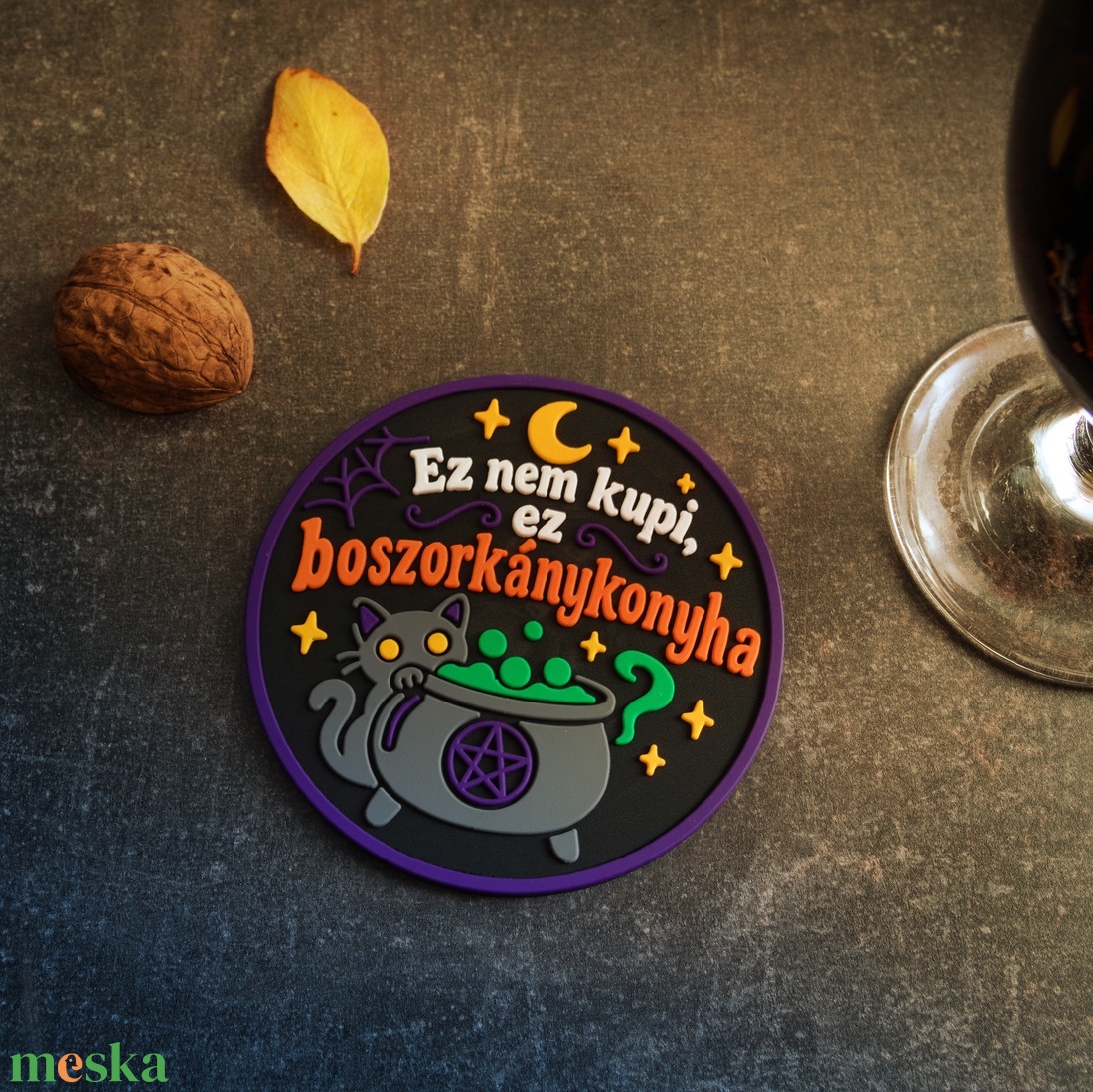 Halloween gumi poháralátét - otthon & életmód - konyhafelszerelés, tálalás - tálalás - tányér- és poháralátét - Meska.hu