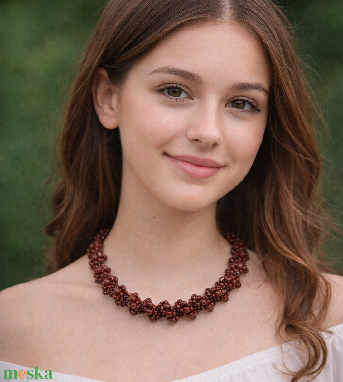 Barna gyöngyfűzött nyaklánc - ékszer - nyaklánc - gyöngyös nyaklánc - Meska.hu