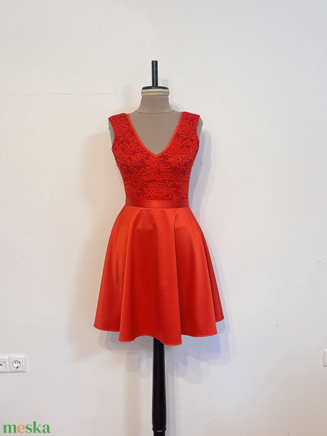 Piros csipkés menyecskeruha - esküvő - ruha - menyecske ruha - Meska.hu