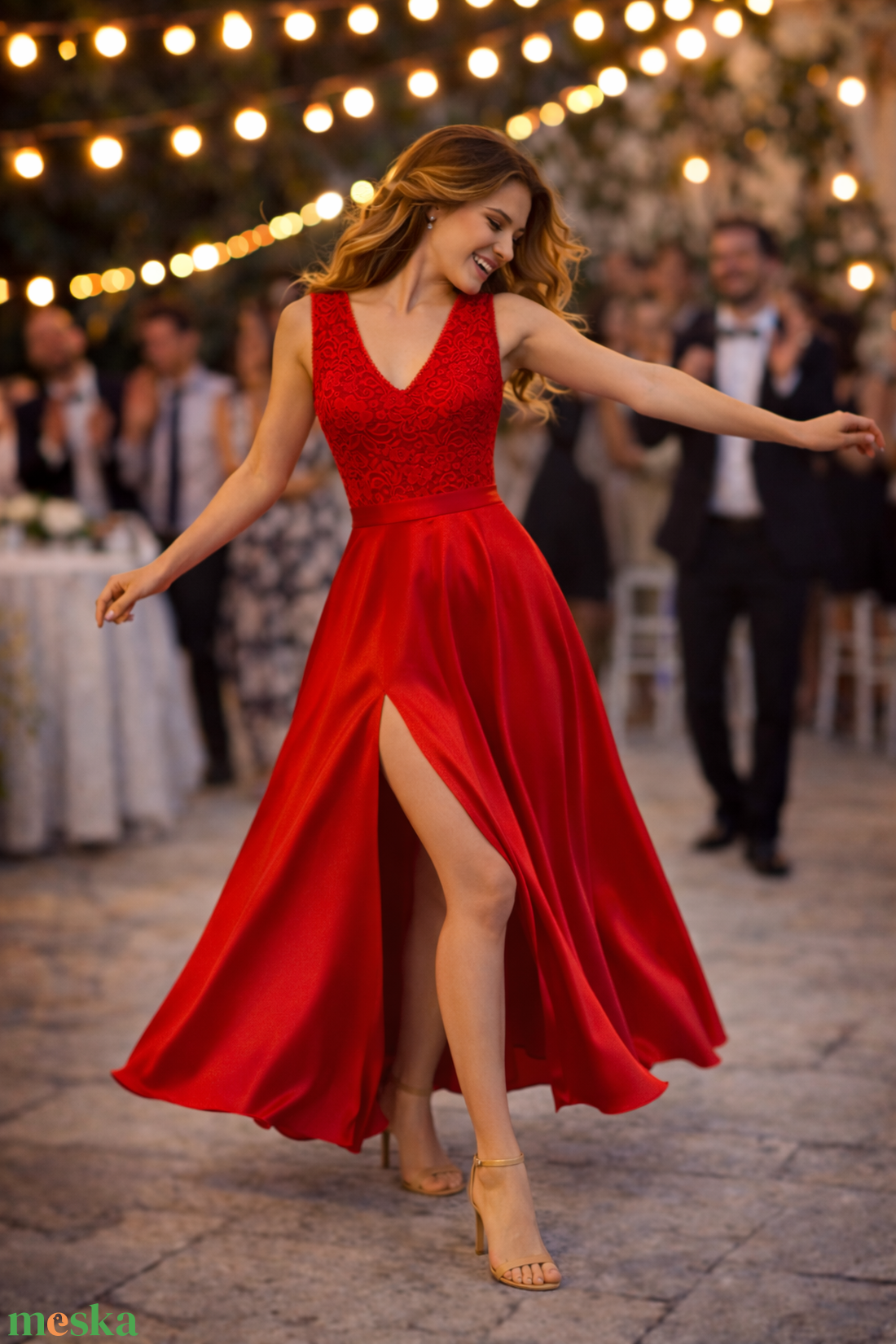 Piros csipkés menyecskeruha - esküvő - ruha - menyecske ruha - Meska.hu