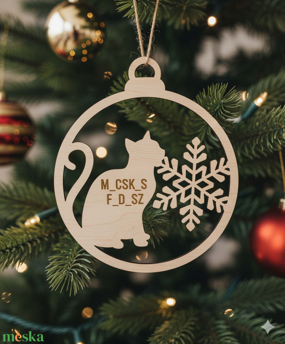 Vicces Macskás Fadísz - karácsony - karácsonyi lakásdekoráció - karácsonyfadíszek - Meska.hu