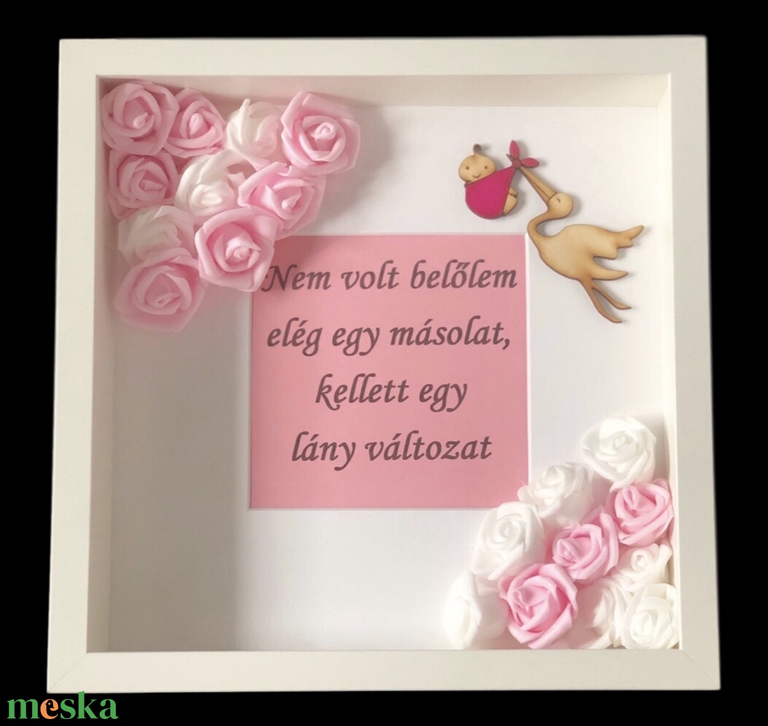 Rózsaszín Bababejelentő kép  az örömhír stílusos, kézműves formában babavárásra, keresztelőre. Egy emlék, ami örök - otthon & életmód - babaszoba, gyerekszoba - babaszoba dekoráció - Meska.hu