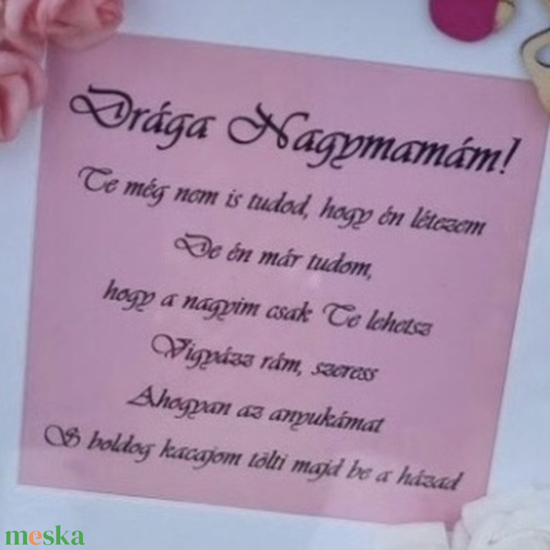 Rózsaszín Bababejelentő kép  az örömhír stílusos, kézműves formában babavárásra, keresztelőre. Egy emlék, ami örök - otthon & életmód - babaszoba, gyerekszoba - babaszoba dekoráció - Meska.hu