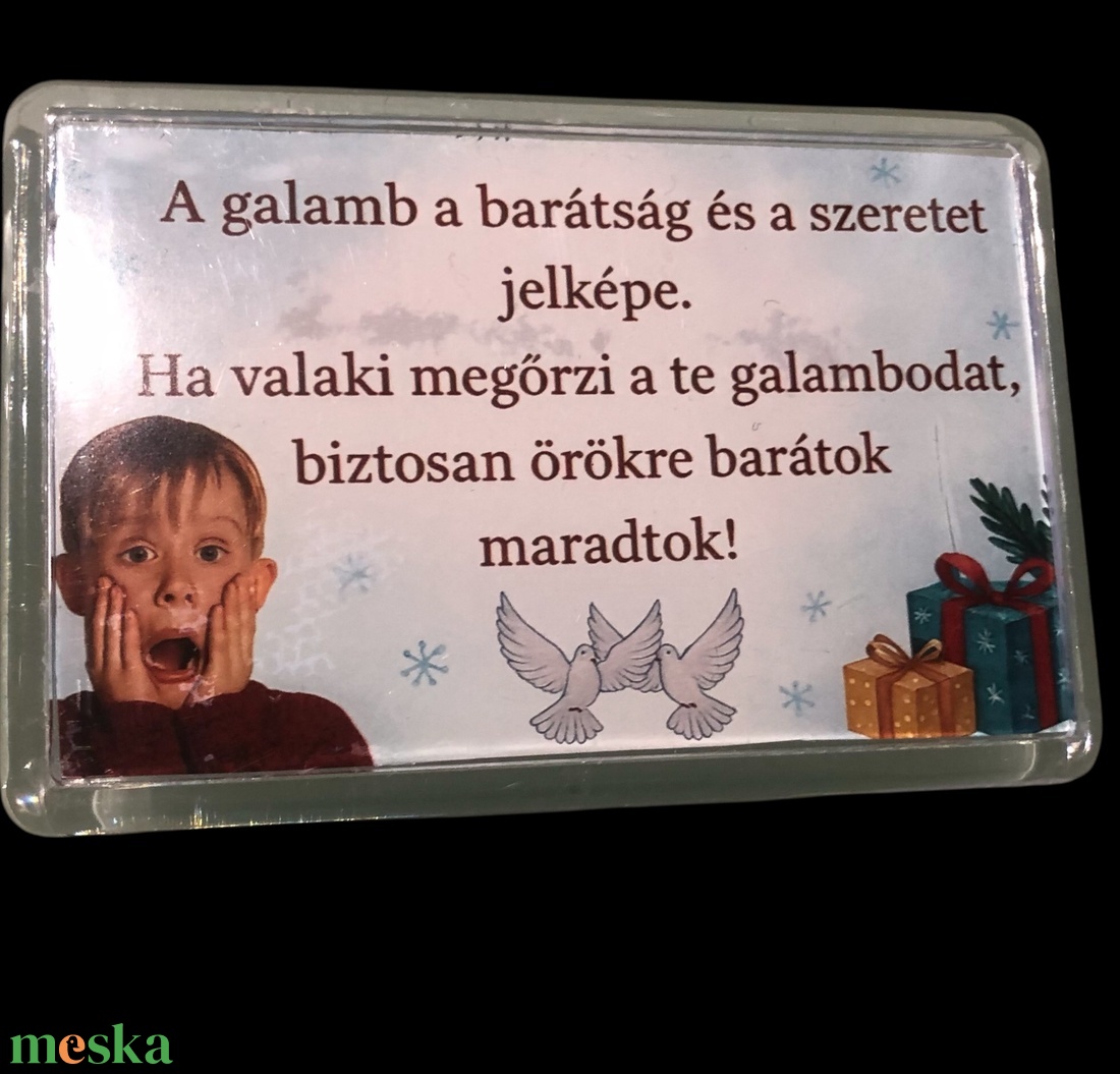Barátságdoboz galambpár  inspirálva a híres karácsonyi filmből - karácsony - karácsonyi ajándékozás - karácsonyi ajándékcsomagolás - Meska.hu