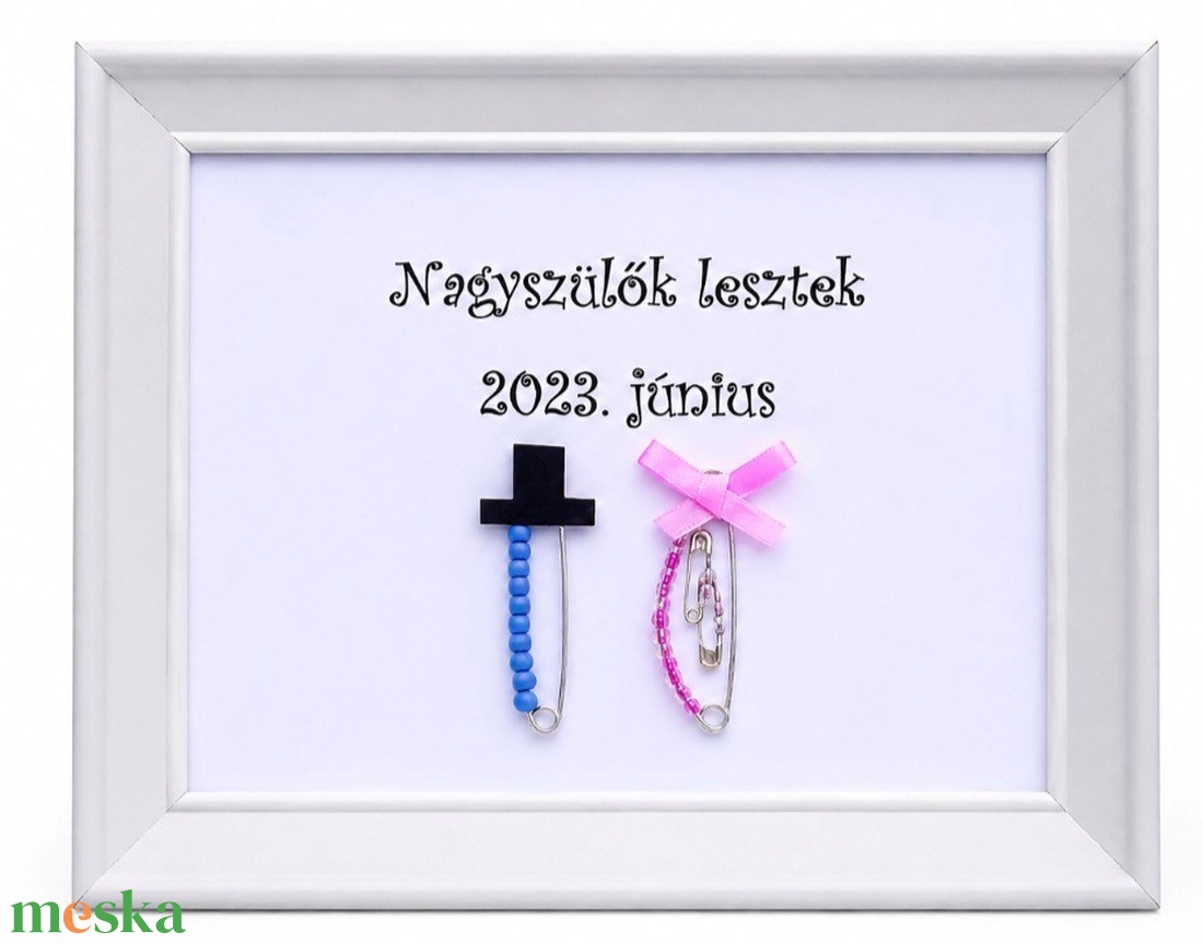 Biztósítótűs bababejelentő kép � egyedi ajándék nagyszülőknek - baba - mama - babaemlékek - bababejelentők - Meska.hu