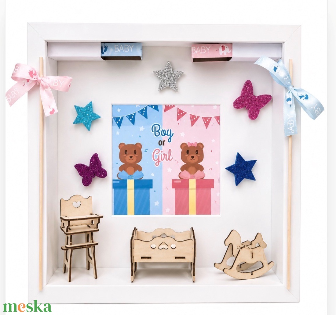 Gender Reveal Box � Fiú vagy lány? Baba neme bejelentő meglepetés doboz - baba - mama - babaemlékek - bababejelentők - Meska.hu