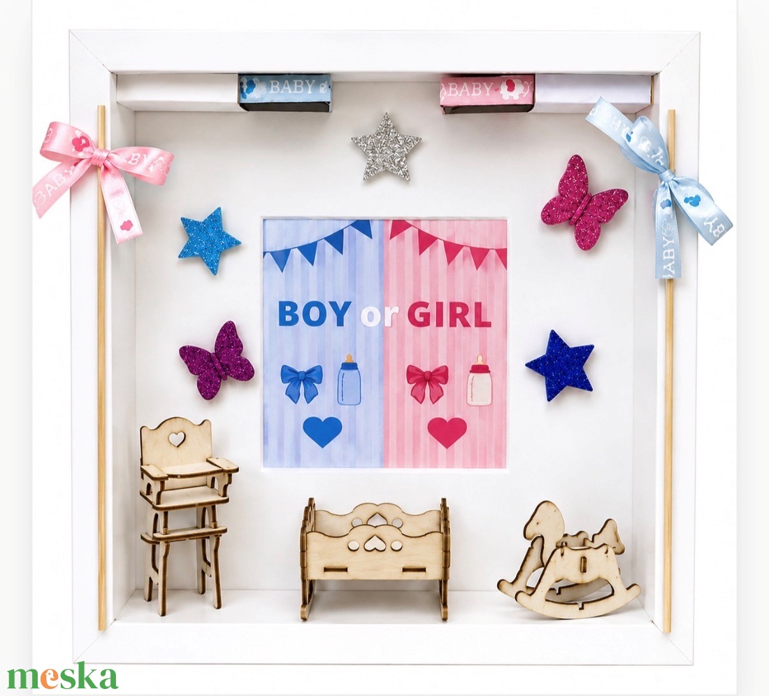 Gender Reveal Box � Fiú vagy lány? Baba neme bejelentő meglepetés doboz - baba - mama - babaemlékek - bababejelentők - Meska.hu