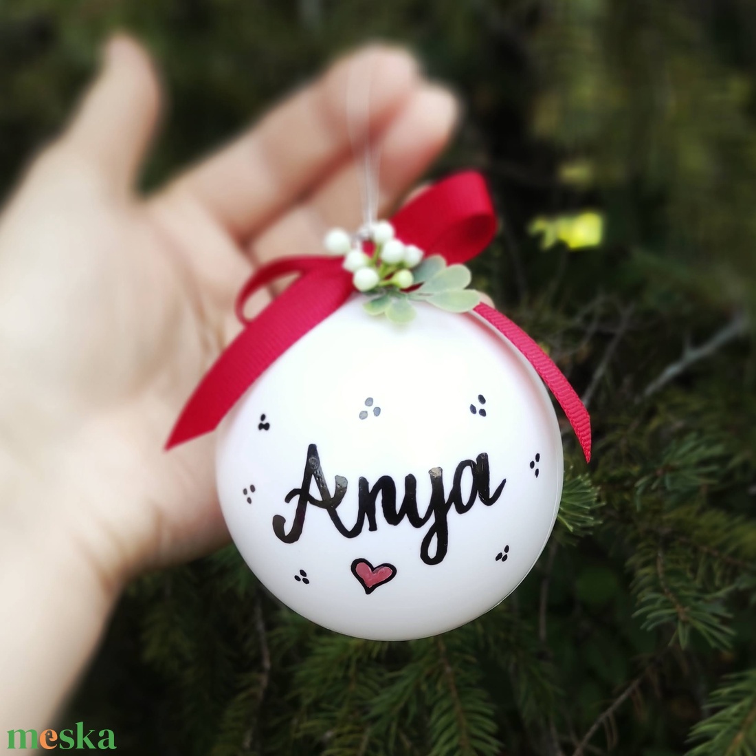 Karácsonyi feliratos gömb 8 cm - karácsony - karácsonyi lakásdekoráció - karácsonyfadíszek - Meska.hu