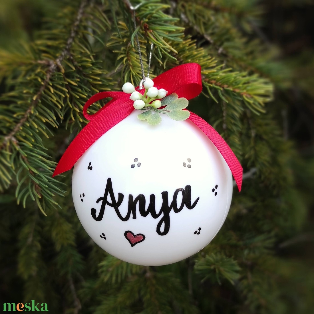 Karácsonyi feliratos gömb 8 cm - karácsony - karácsonyi lakásdekoráció - karácsonyfadíszek - Meska.hu