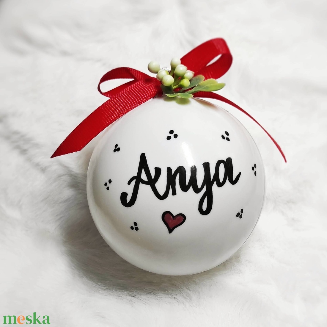 Karácsonyi feliratos gömb 8 cm - karácsony - karácsonyi lakásdekoráció - karácsonyfadíszek - Meska.hu