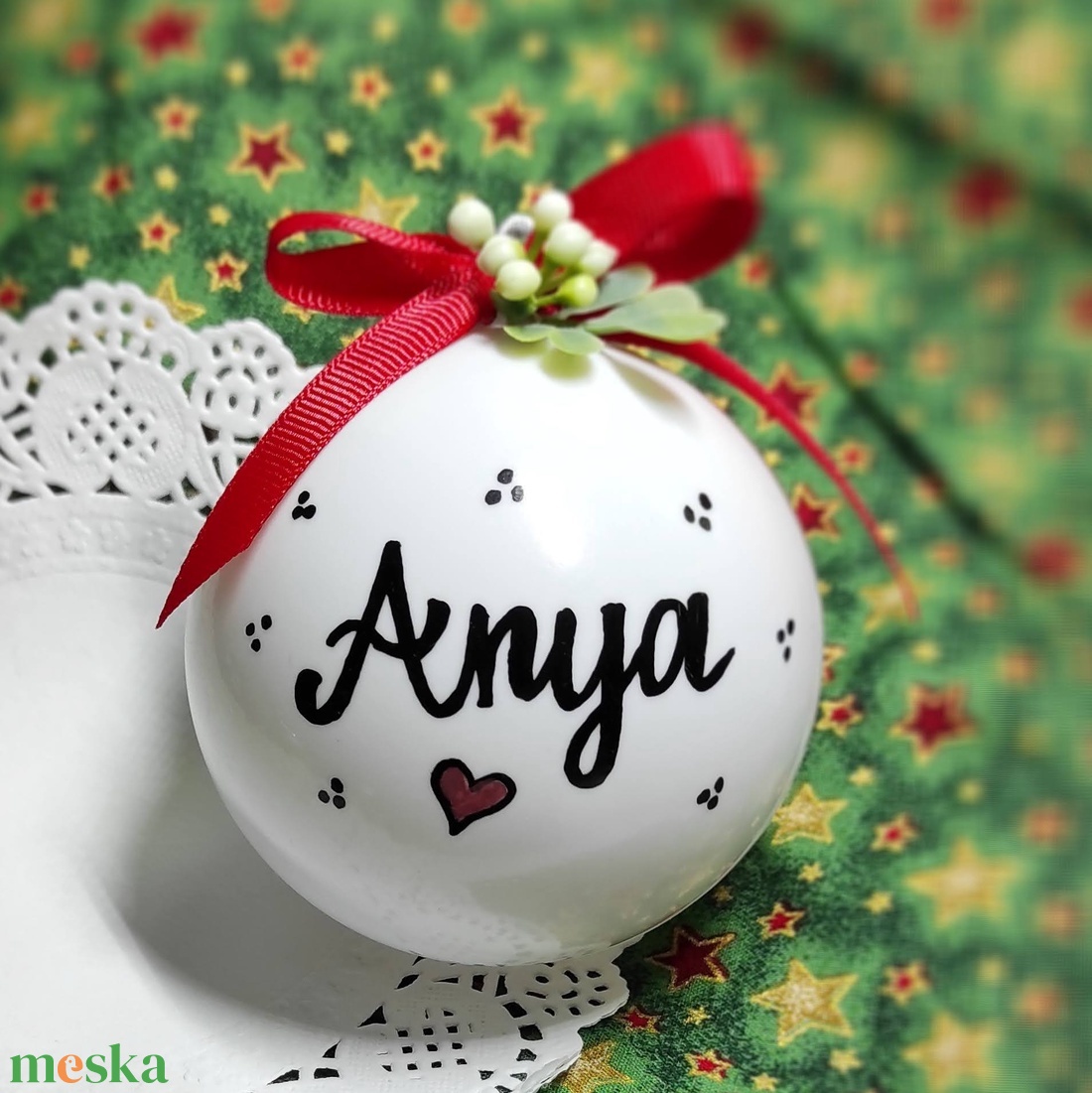 Karácsonyi feliratos gömb 8 cm - karácsony - karácsonyi lakásdekoráció - karácsonyfadíszek - Meska.hu