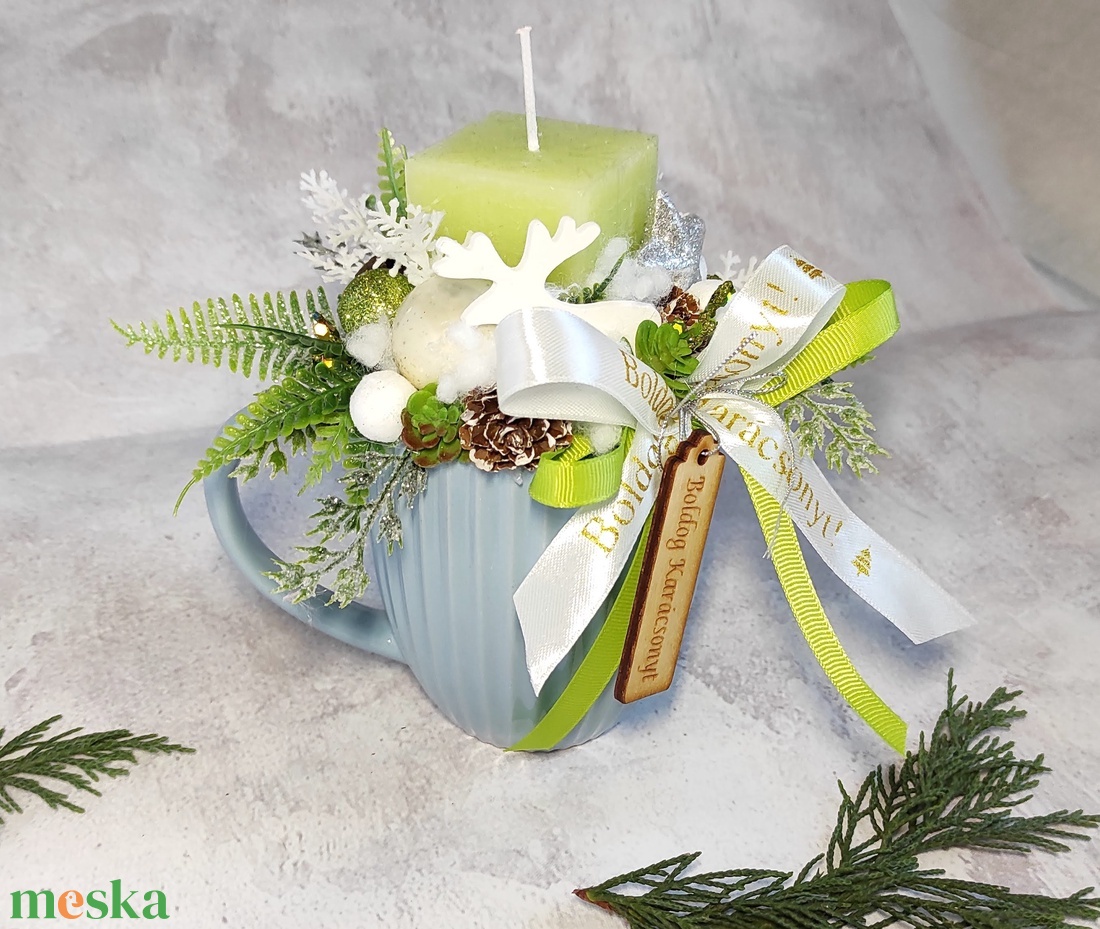 Kékes zöldes karácsonyi bögrés dekoráció - otthon & életmód - dekoráció - dísztárgy - Meska.hu Kékes zöldes karácsonyi bögrés dekoráció - otthon & életmód - dekoráció - dísztárgy - Meska.hu
