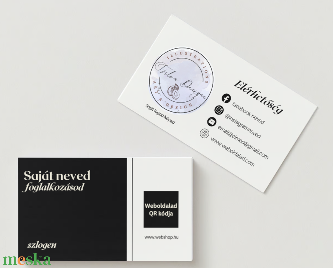 Névjegykártya tervezés (2 oldalas, QR kóddal) - művészet - grafika & illusztráció - digitális - Meska.hu
