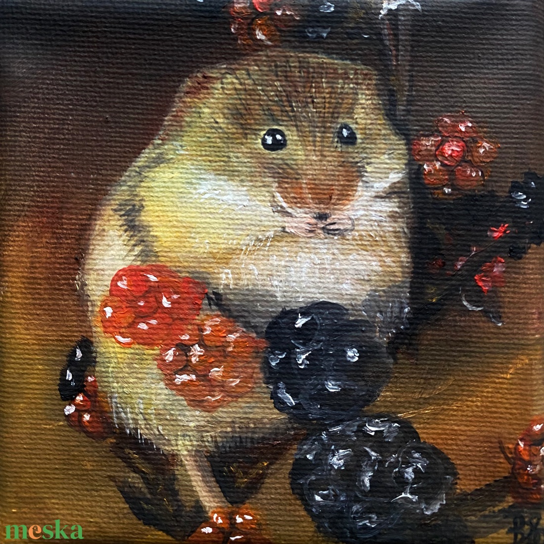 'Kisegér' olajfestmény 10x10 cm - művészet - festmény - olajfestmény - Meska.hu
