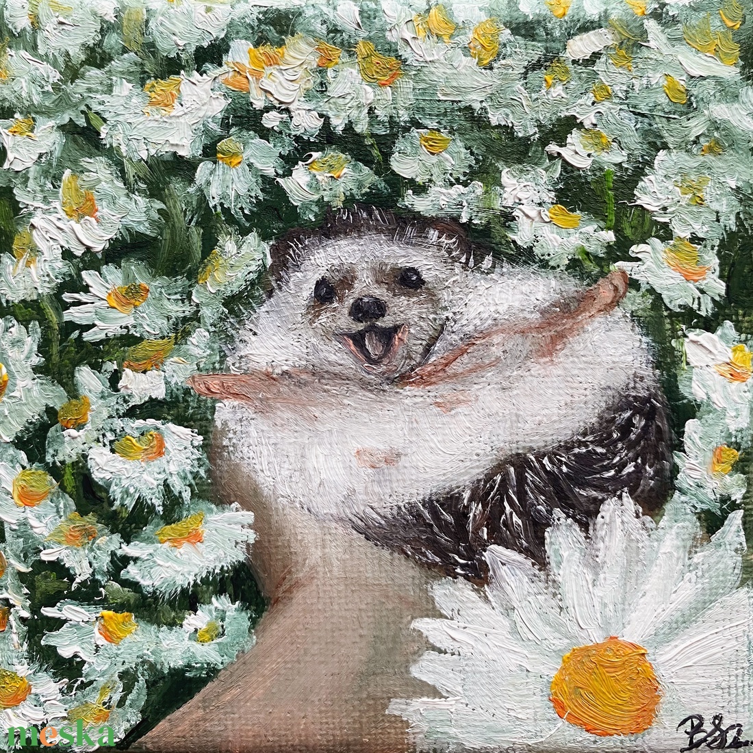 'Süni' olajfestmény 10x10 cm - művészet - festmény - olajfestmény - Meska.hu 'Süni' olajfestmény 10x10 cm - művészet - festmény - olajfestmény - Meska.hu