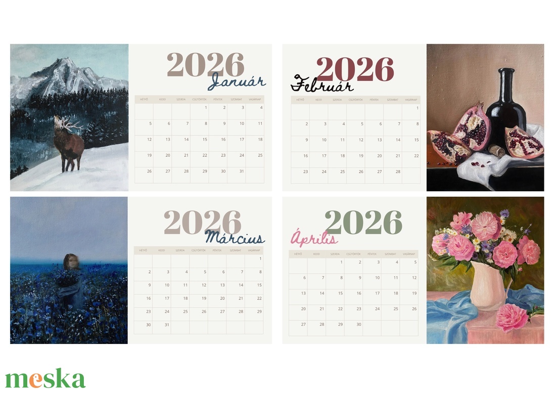 2026-os Naptár - Szilvapaintings - otthon & életmód - dekoráció - fali és függő dekoráció - falinaptár & öröknaptár - Meska.hu 2026-os Naptár - Szilvapaintings - otthon & életmód - dekoráció - fali és függő dekoráció - falinaptár & öröknaptár - Meska.hu