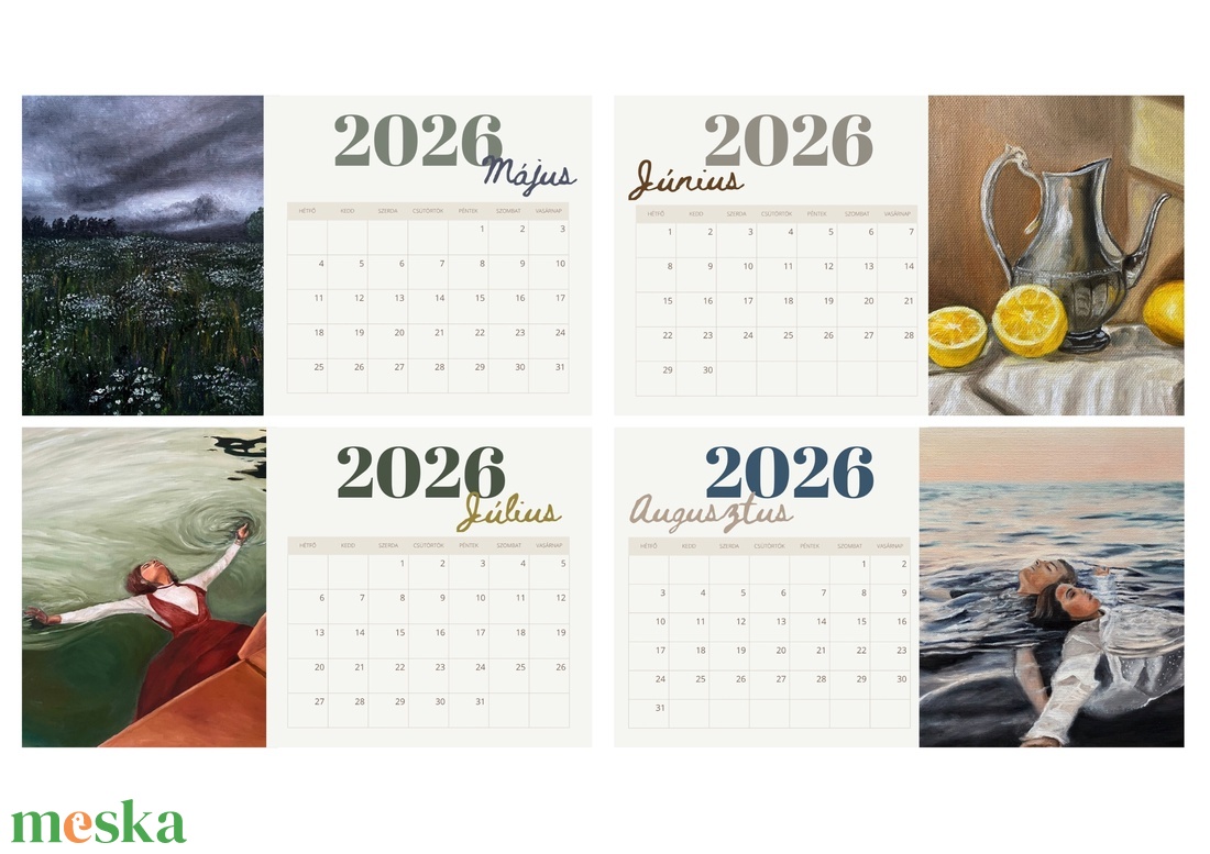 2026-os Naptár - Szilvapaintings - otthon & életmód - dekoráció - fali és függő dekoráció - falinaptár & öröknaptár - Meska.hu 2026-os Naptár - Szilvapaintings - otthon & életmód - dekoráció - fali és függő dekoráció - falinaptár & öröknaptár - Meska.hu