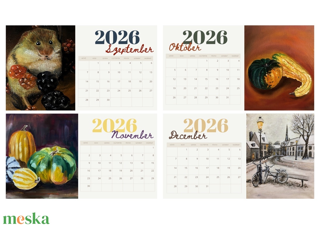 2026-os Naptár - Szilvapaintings - otthon & életmód - dekoráció - fali és függő dekoráció - falinaptár & öröknaptár - Meska.hu 2026-os Naptár - Szilvapaintings - otthon & életmód - dekoráció - fali és függő dekoráció - falinaptár & öröknaptár - Meska.hu