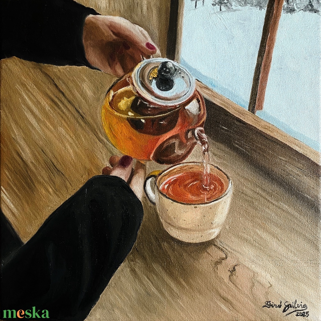 'Tea és Hó' olajfestmény - művészet - festmény - olajfestmény - Meska.hu