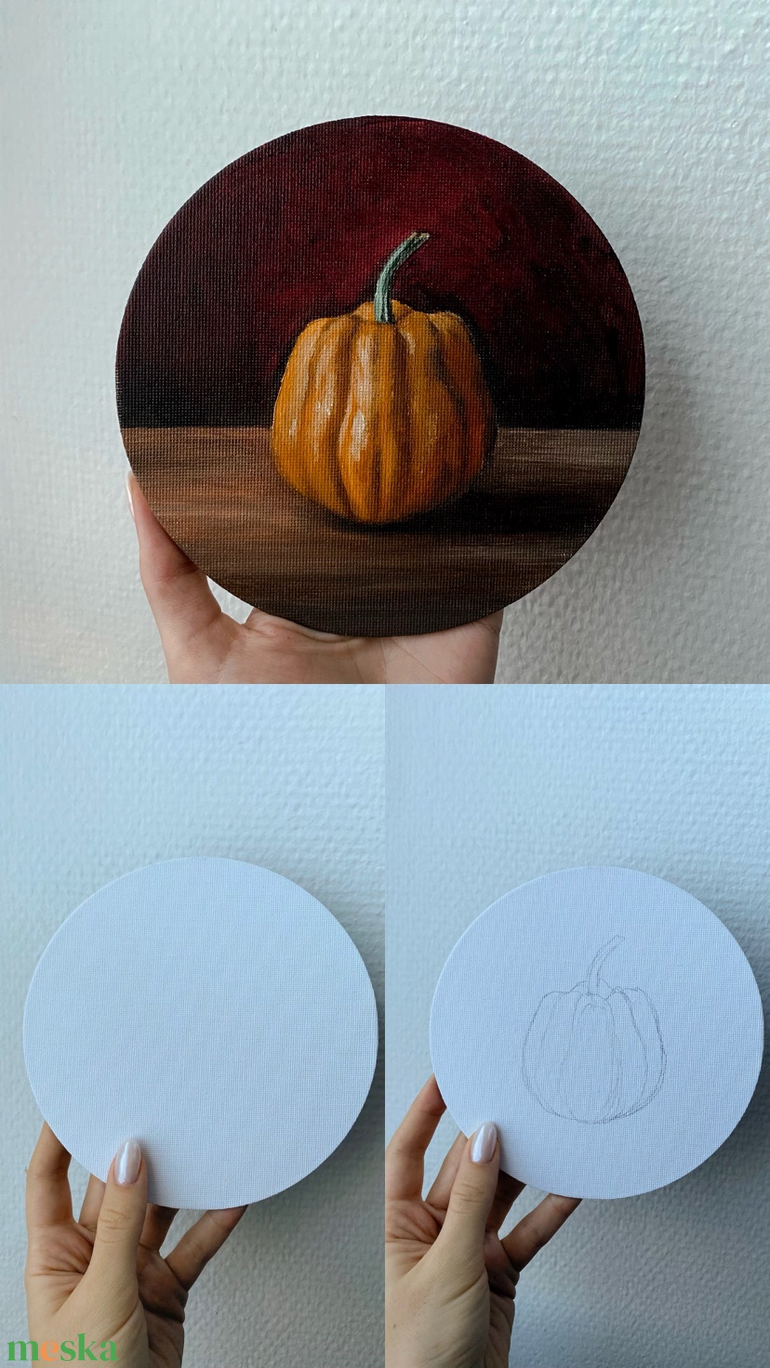 15 cm-es, kör alakú mágneses festmény rendelésre kép alapján - művészet - festmény - olajfestmény - Meska.hu